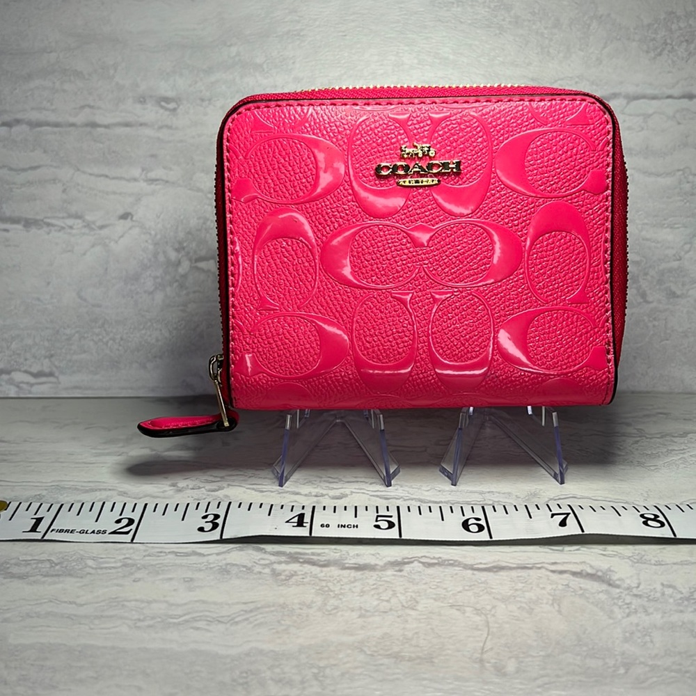 Coach, zippy, wallet, hot pink